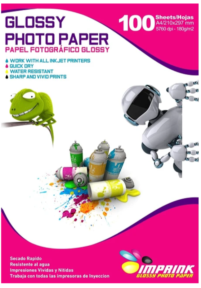 PAPEL FOTOGRAFICO GLOSSY A4 180 GRS
